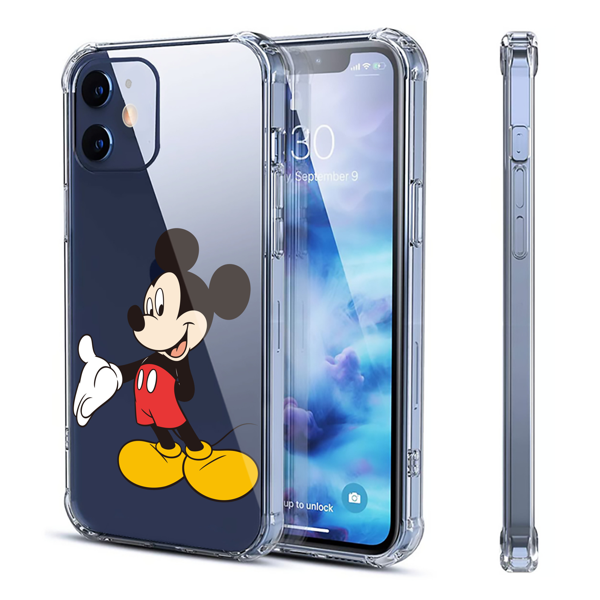 （画像用） ミッキーマウス Mickey Mouse 【iPhone 12シリーズ対応】透明スマホケース（クリアソフトケース）